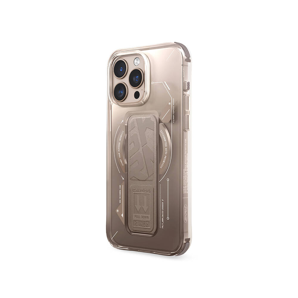 Apple iPhone 16 Pro Max Kılıf M-safe Şarj Özellikli Teknoloji Desenli Standlı Skinarma Helio Kapak - 15