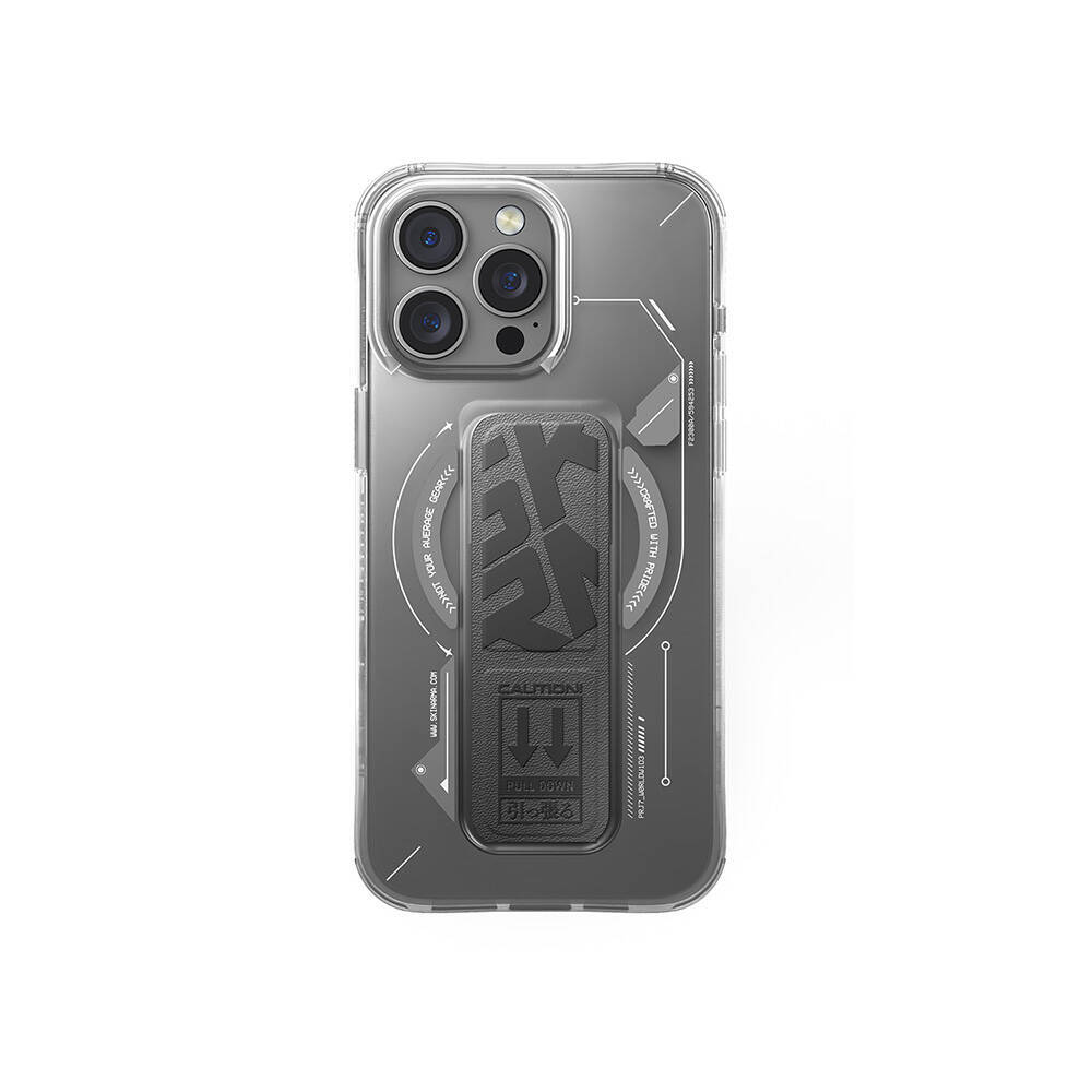 Apple iPhone 16 Pro Max Kılıf M-safe Şarj Özellikli Teknoloji Desenli Standlı Skinarma Helio Kapak - 3