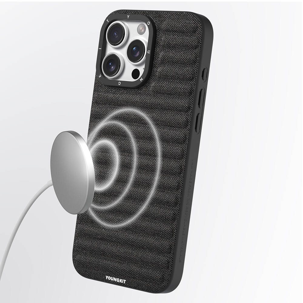 Apple iPhone 16 Pro Max Kılıf M-safe Şarj Özellikli Youngkit Canvas Serisi Kapak - 15