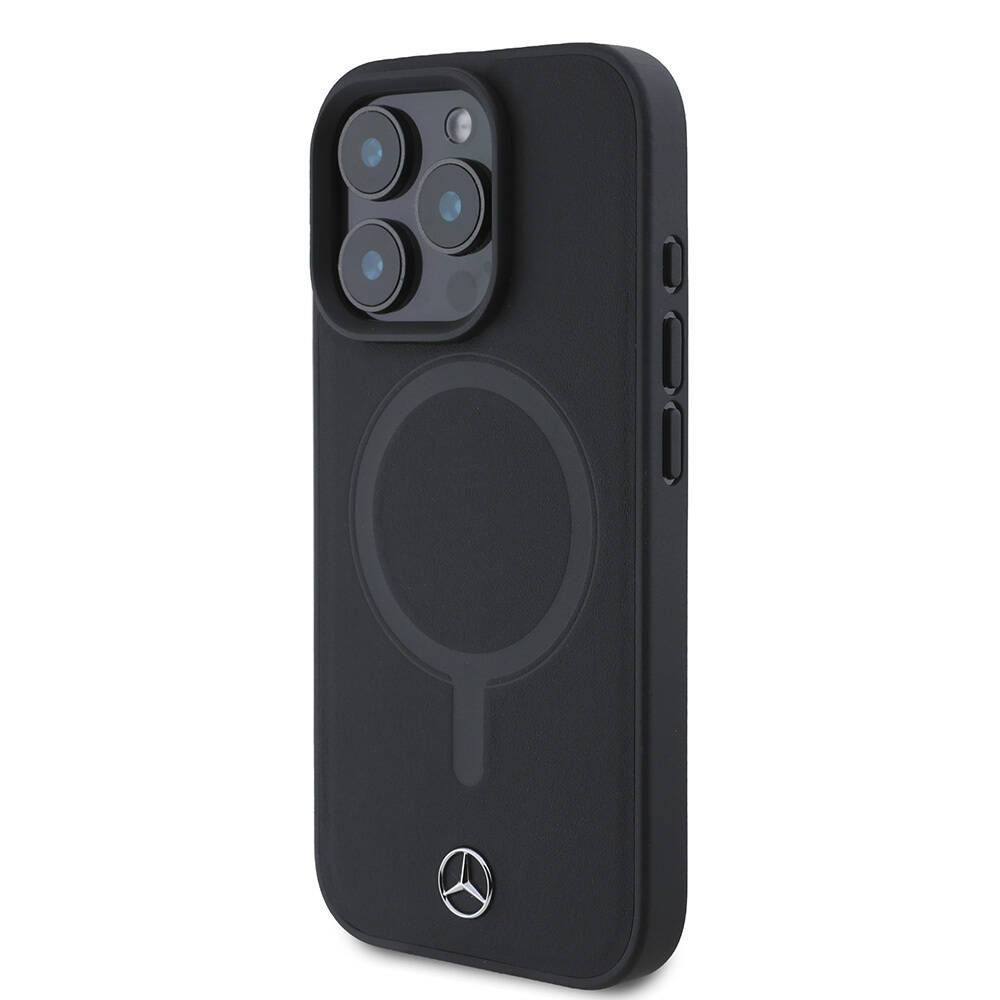 Apple iPhone 16 Pro Max Kılıf Mercedes Benz M-safe Şarj Özellikli Yumuşak Deri Orjinal Lisanslı Kapak - 3