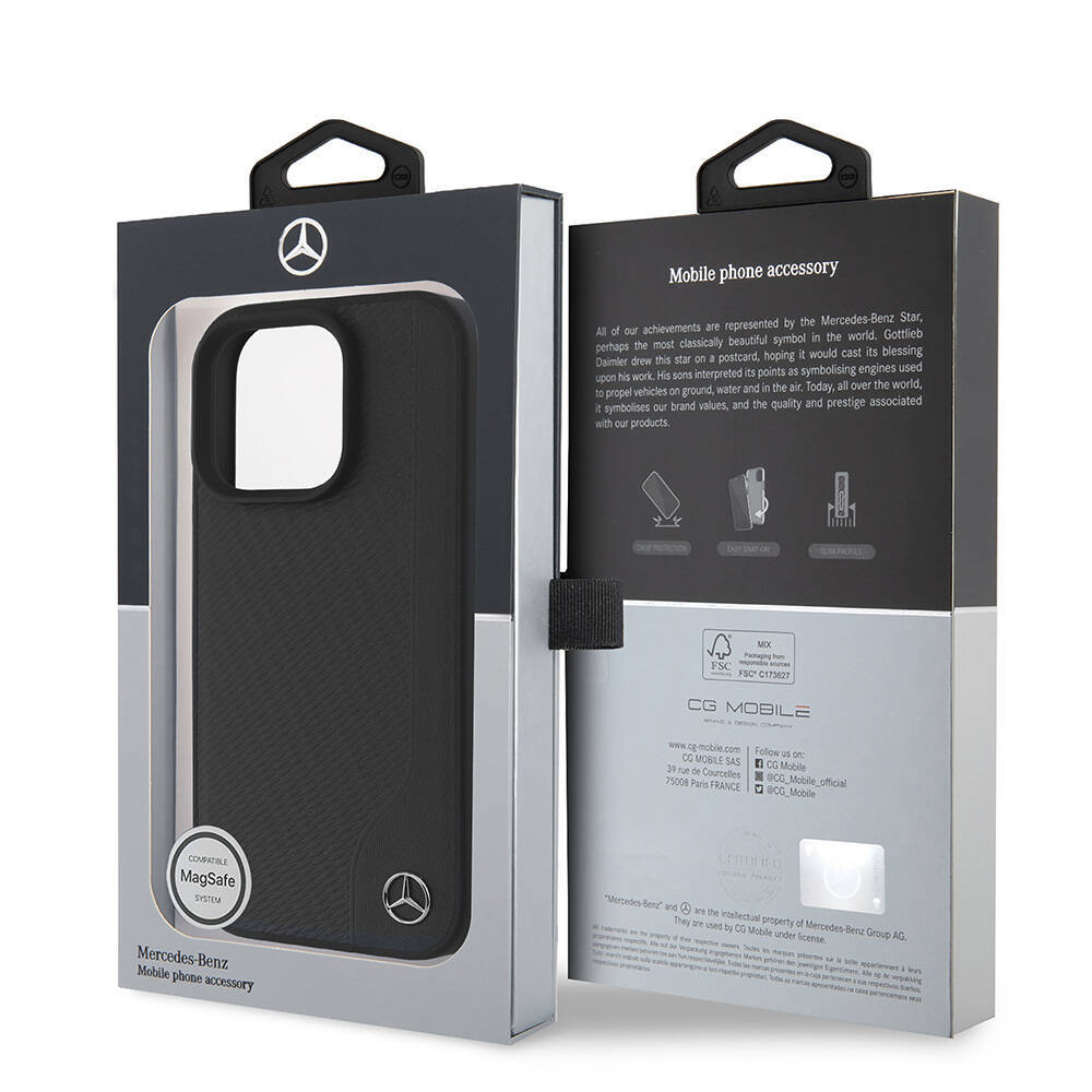 Apple iPhone 16 Pro Max Kılıf Mercedes Benz Orjinal Lisanslı M-safe Şarj Özellikli 3D Metal Logolu Wood Imitation Deri Kapak - 9