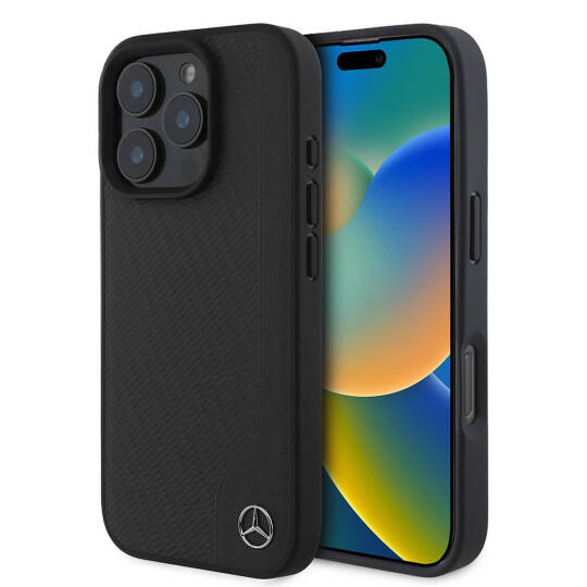 Apple iPhone 16 Pro Max Kılıf Mercedes Benz Orjinal Lisanslı M-safe Şarj Özellikli 3D Metal Logolu Wood Imitation Deri Kapak - 1