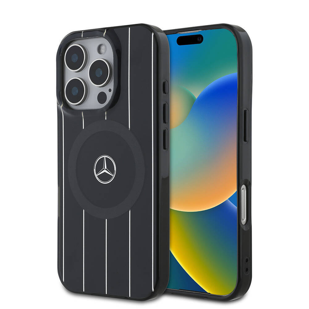 Apple iPhone 16 Pro Max Kılıf Mercedes Benz Orjinal Lisanslı M-safe Şarj Özellikli Çift Katmanlı Paralel Çizgi Desenli Kapak - 2