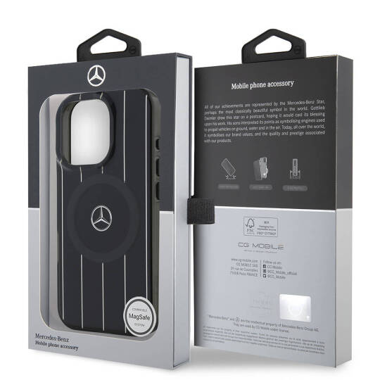 Apple iPhone 16 Pro Max Kılıf Mercedes Benz Orjinal Lisanslı M-safe Şarj Özellikli Çift Katmanlı Paralel Çizgi Desenli Kapak - 3