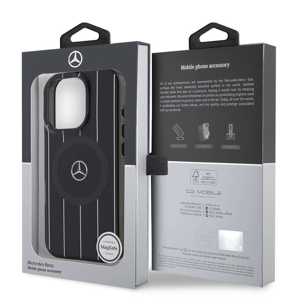 Apple iPhone 16 Pro Max Kılıf Mercedes Benz Orjinal Lisanslı M-safe Şarj Özellikli Çift Katmanlı Paralel Çizgi Desenli Kapak - 3