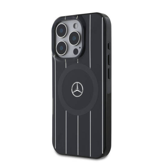 Apple iPhone 16 Pro Max Kılıf Mercedes Benz Orjinal Lisanslı M-safe Şarj Özellikli Çift Katmanlı Paralel Çizgi Desenli Kapak - 4