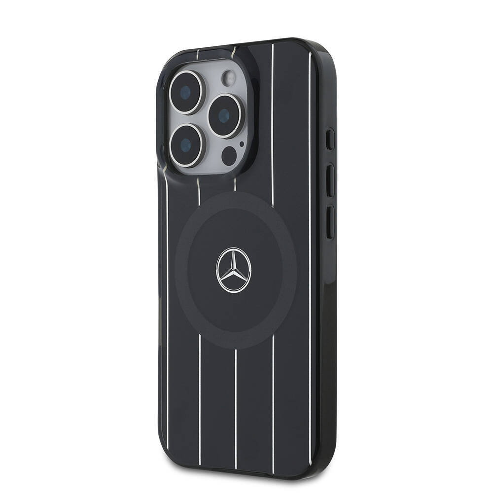Apple iPhone 16 Pro Max Kılıf Mercedes Benz Orjinal Lisanslı M-safe Şarj Özellikli Çift Katmanlı Paralel Çizgi Desenli Kapak - 4