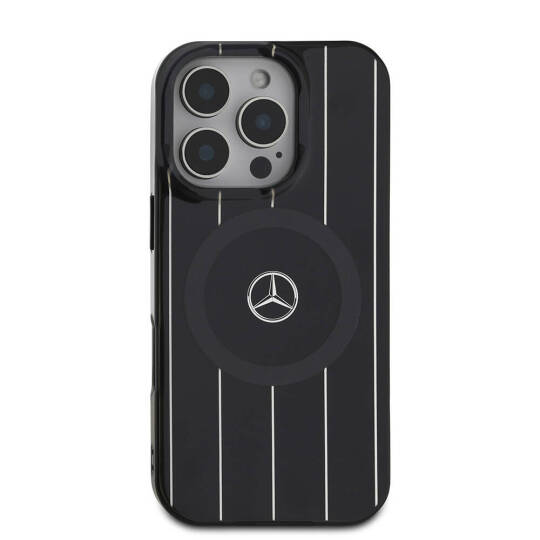 Apple iPhone 16 Pro Max Kılıf Mercedes Benz Orjinal Lisanslı M-safe Şarj Özellikli Çift Katmanlı Paralel Çizgi Desenli Kapak - 5