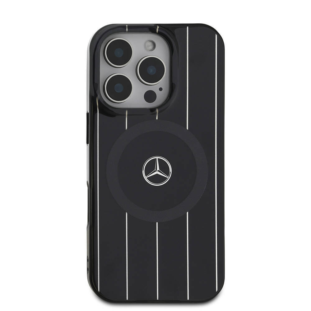 Apple iPhone 16 Pro Max Kılıf Mercedes Benz Orjinal Lisanslı M-safe Şarj Özellikli Çift Katmanlı Paralel Çizgi Desenli Kapak - 5