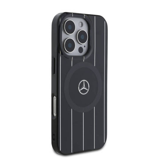 Apple iPhone 16 Pro Max Kılıf Mercedes Benz Orjinal Lisanslı M-safe Şarj Özellikli Çift Katmanlı Paralel Çizgi Desenli Kapak - 6