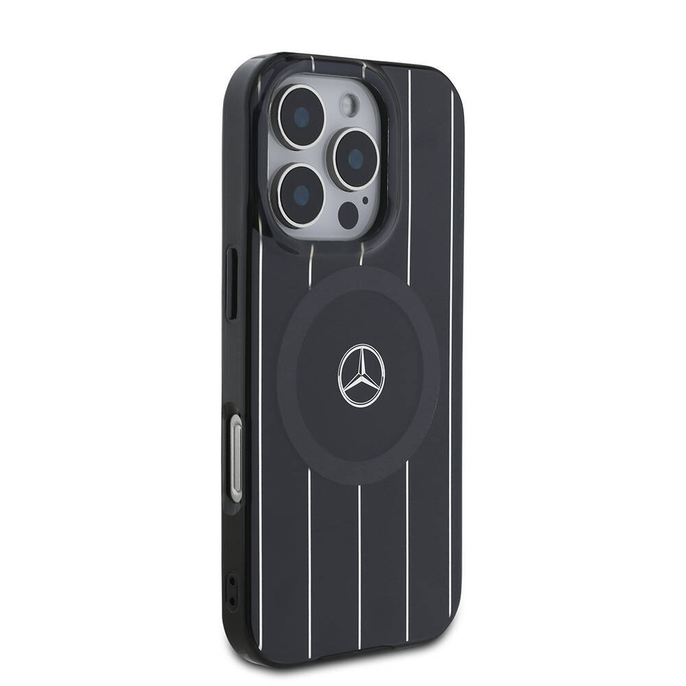 Apple iPhone 16 Pro Max Kılıf Mercedes Benz Orjinal Lisanslı M-safe Şarj Özellikli Çift Katmanlı Paralel Çizgi Desenli Kapak - 6