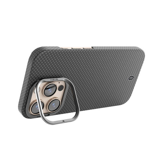 Apple iPhone 16 Pro Max Kılıf Wiwu DCC-208 M-safe Şarj Özellikli Kamera Standlı Aramid Fiber Tasarım Kapak - 5