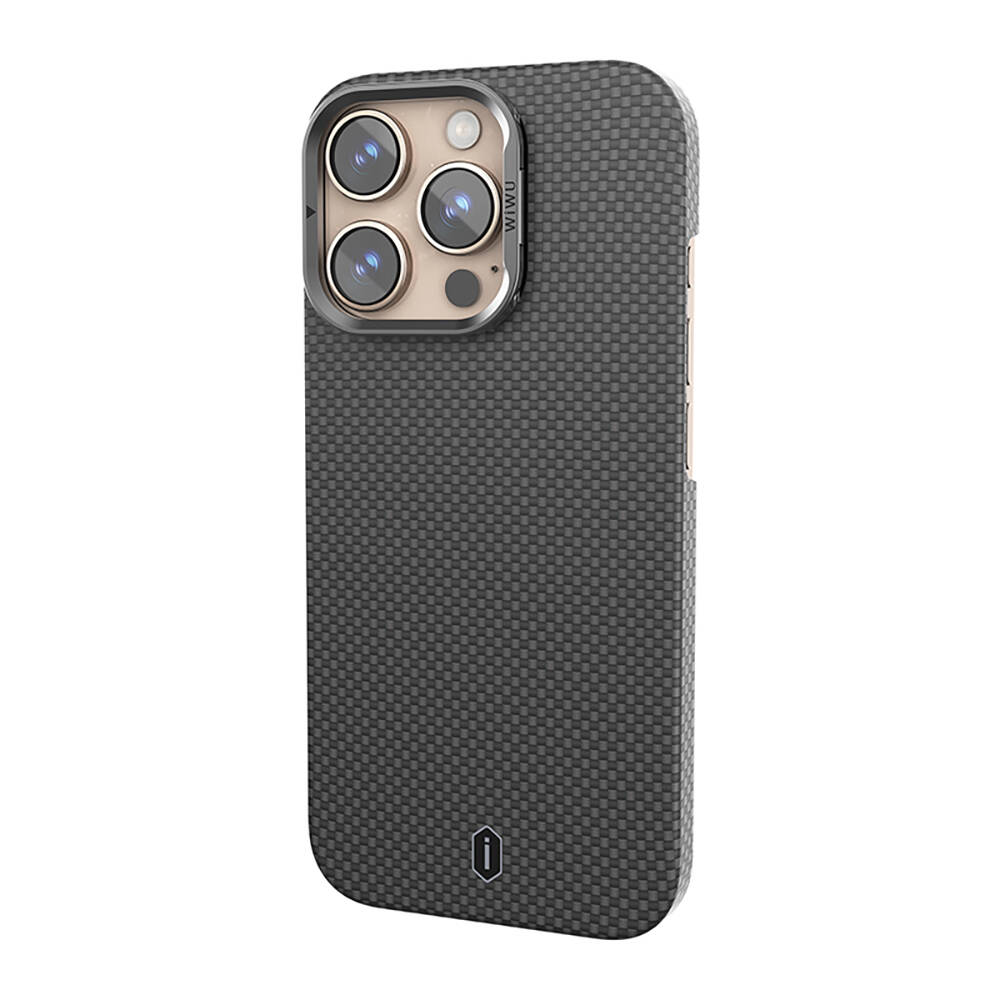 Apple iPhone 16 Pro Max Kılıf Wiwu DCC-208 M-safe Şarj Özellikli Kamera Standlı Aramid Fiber Tasarım Kapak - 7