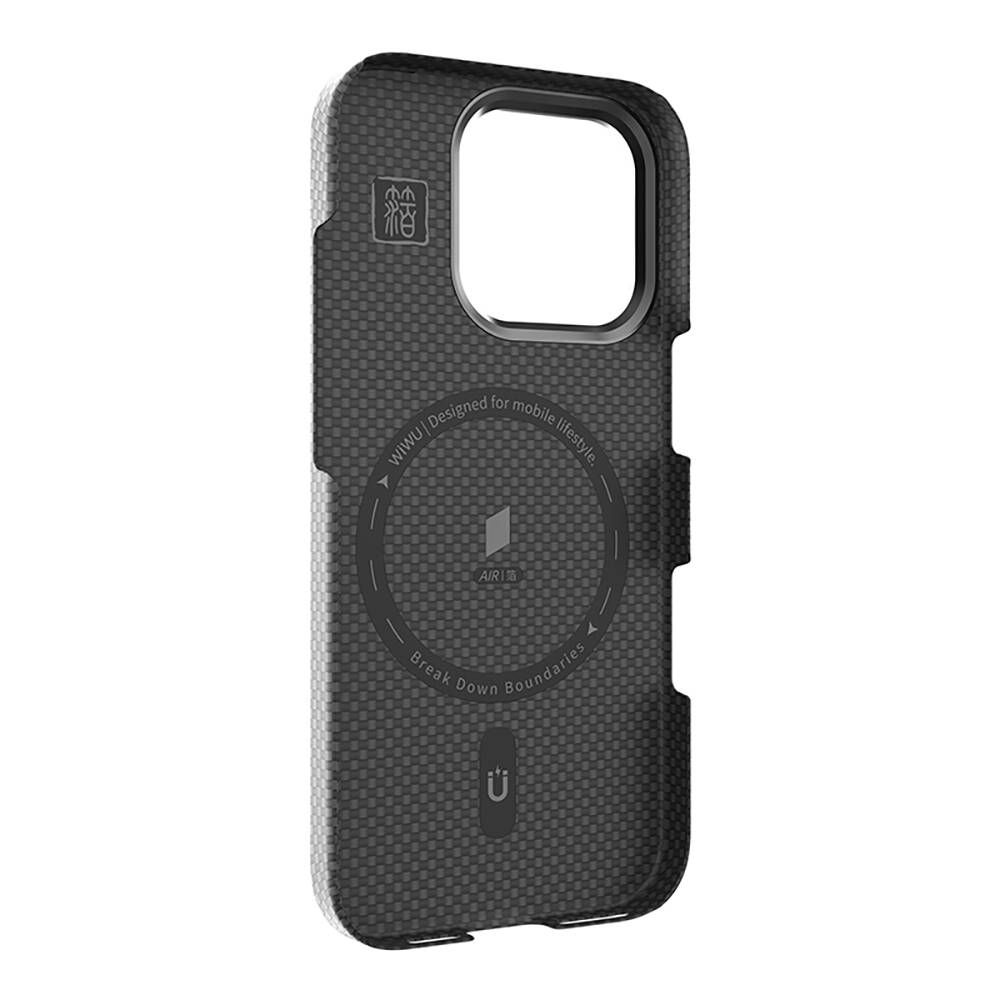 Apple iPhone 16 Pro Max Kılıf Wiwu DCC-208 M-safe Şarj Özellikli Kamera Standlı Aramid Fiber Tasarım Kapak - 10