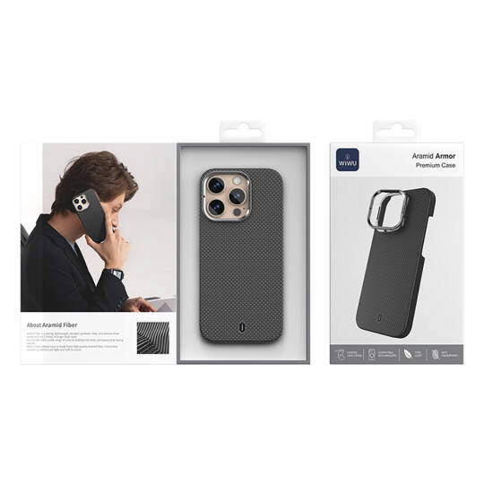 Apple iPhone 16 Pro Max Kılıf Wiwu DCC-208 M-safe Şarj Özellikli Kamera Standlı Aramid Fiber Tasarım Kapak - 12