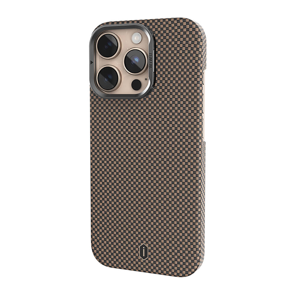 Apple iPhone 16 Pro Max Kılıf Wiwu DCC-208 M-safe Şarj Özellikli Kamera Standlı Aramid Fiber Tasarım Kapak - 14