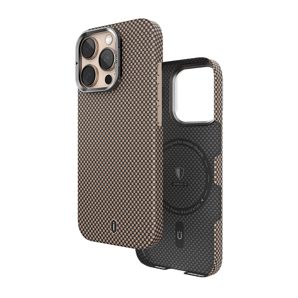 Apple iPhone 16 Pro Max Kılıf Wiwu DCC-208 M-safe Şarj Özellikli Kamera Standlı Aramid Fiber Tasarım Kapak - 15