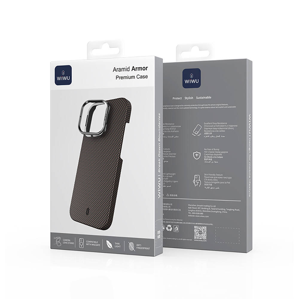 Apple iPhone 16 Pro Max Kılıf Wiwu DCC-208 M-safe Şarj Özellikli Kamera Standlı Aramid Fiber Tasarım Kapak - 19