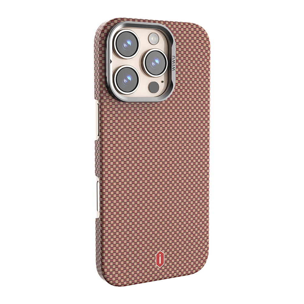 Apple iPhone 16 Pro Max Kılıf Wiwu DCC-208 M-safe Şarj Özellikli Kamera Standlı Aramid Fiber Tasarım Kapak - 21
