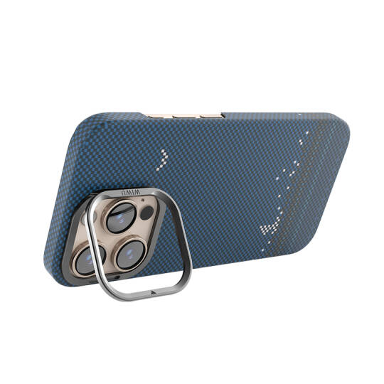 Apple iPhone 16 Pro Max Kılıf Wiwu DCC-209 M-safe Şarj Özellikli Kamera Standlı Aramid Fiber Tasarım Kapak - 4