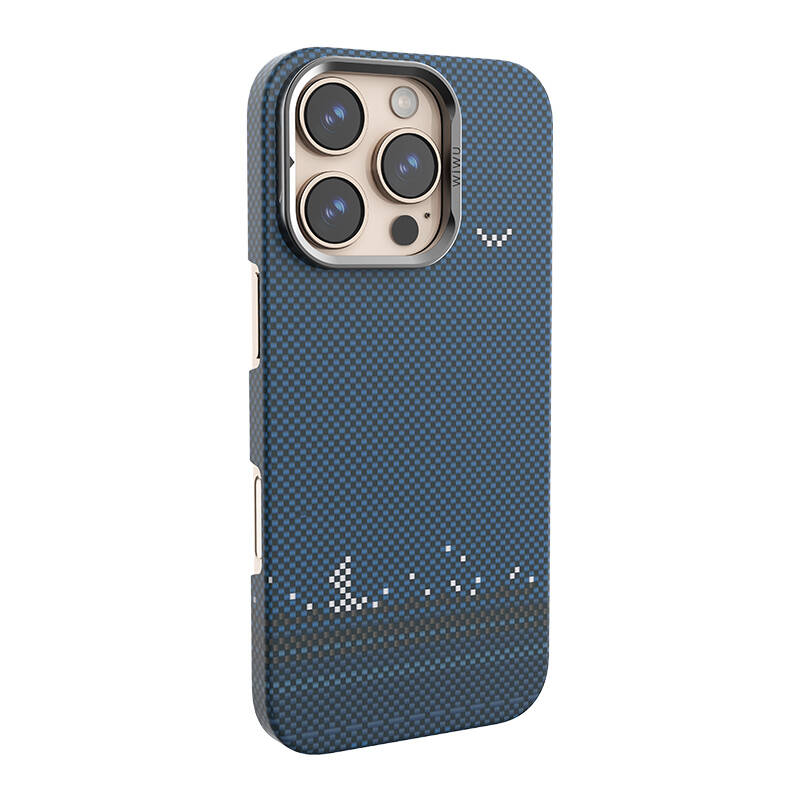 Apple iPhone 16 Pro Max Kılıf Wiwu DCC-209 M-safe Şarj Özellikli Kamera Standlı Aramid Fiber Tasarım Kapak - 8