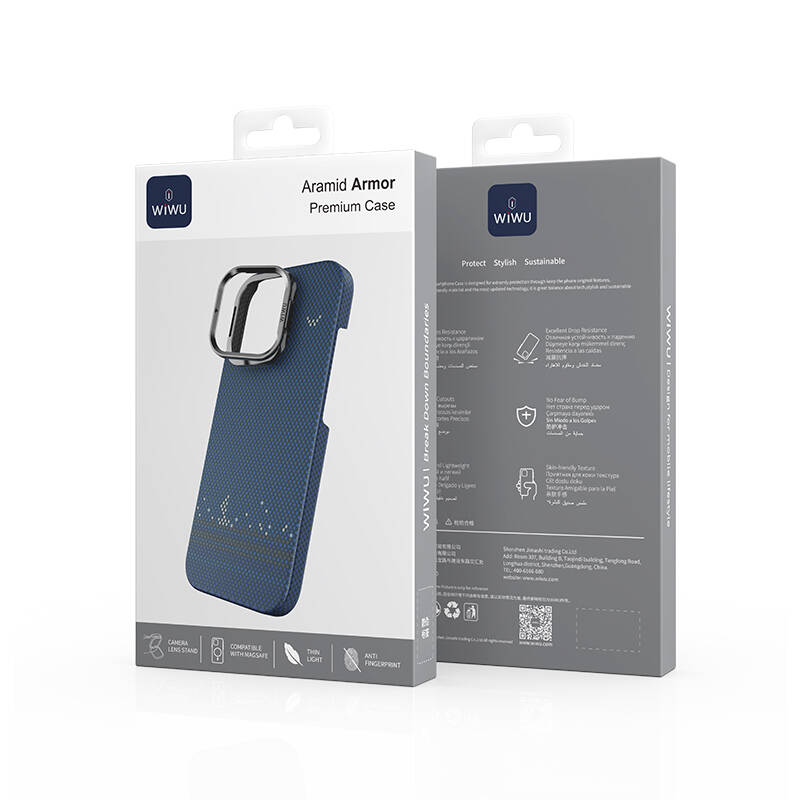 Apple iPhone 16 Pro Max Kılıf Wiwu DCC-209 M-safe Şarj Özellikli Kamera Standlı Aramid Fiber Tasarım Kapak - 9