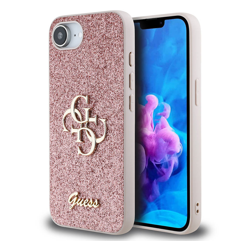 Apple iPhone 16E Kılıf Guess Orjinal Lisanslı 4G Büyük Metal Logolu Glitter Kapak - 3