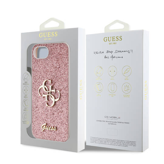 Apple iPhone 16E Kılıf Guess Orjinal Lisanslı 4G Büyük Metal Logolu Glitter Kapak - 10