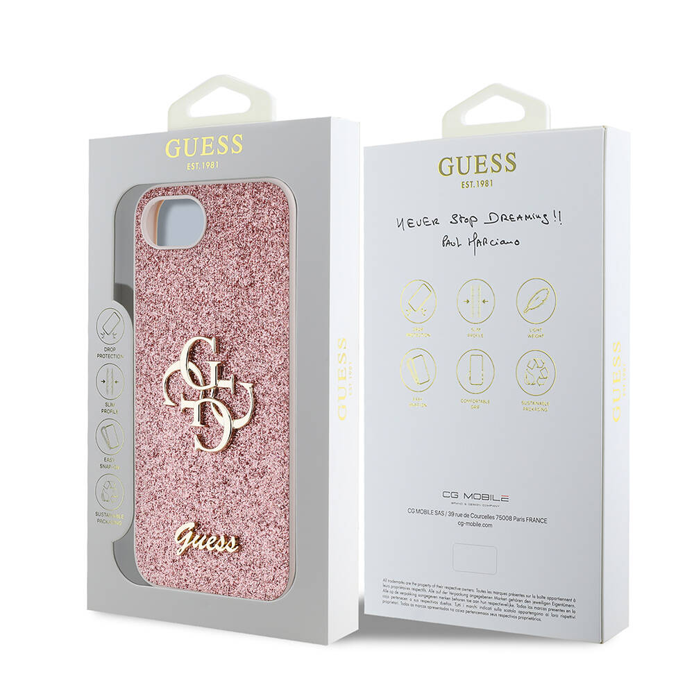 Apple iPhone 16E Kılıf Guess Orjinal Lisanslı 4G Büyük Metal Logolu Glitter Kapak - 10