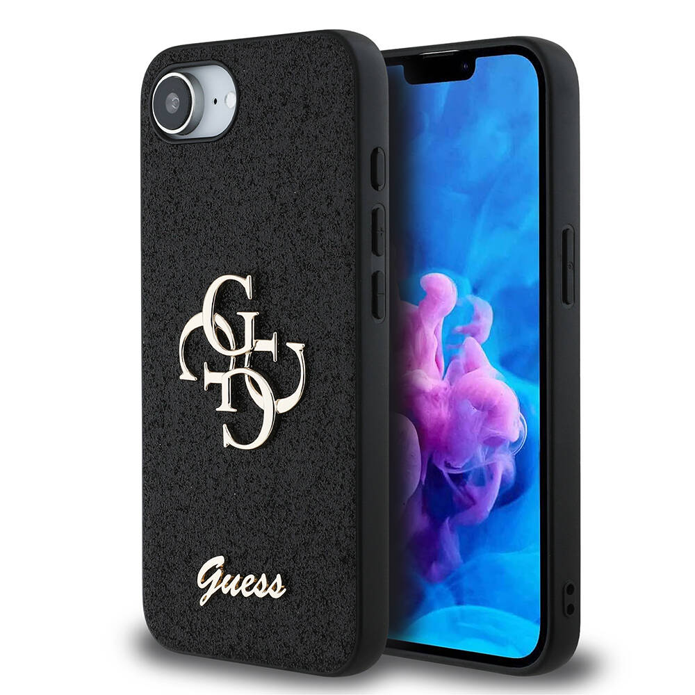 Apple iPhone 16E Kılıf Guess Orjinal Lisanslı 4G Büyük Metal Logolu Glitter Kapak - 1
