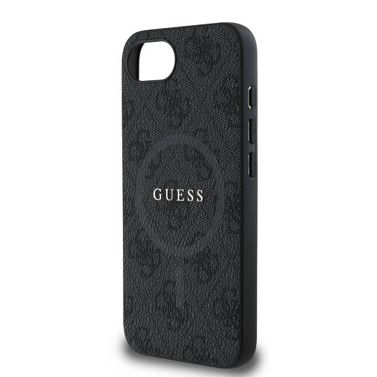 Apple iPhone 16E Kılıf Guess Orjinal Lisanslı M-safe Şarj Özellikli PU Halkalı 4G Desenli Yazı Logolu Kapak - 8