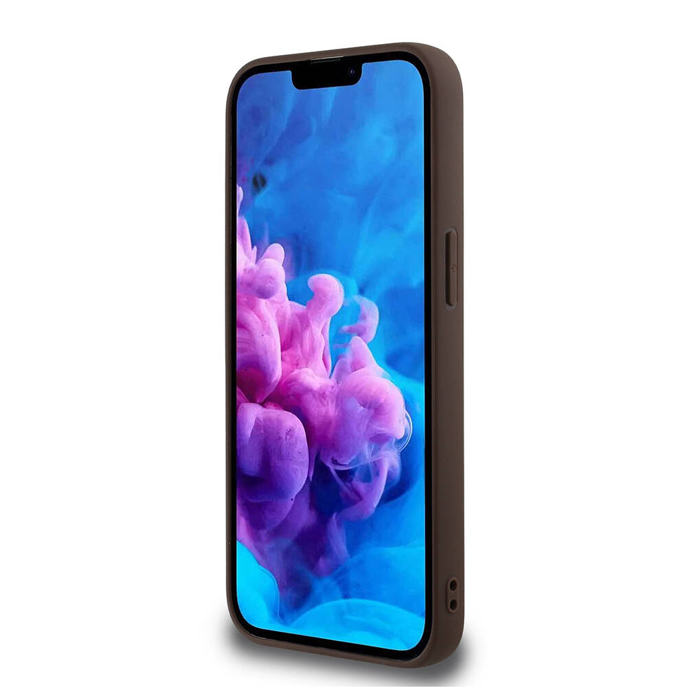Apple iPhone 16E Kılıf Guess Orjinal Lisanslı M-safe Şarj Özellikli PU Üçgen Logo 4G Desenli Kapak - 7