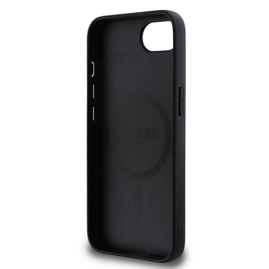 Apple iPhone 16E Kılıf Guess Orjinal Lisanslı M-safe Şarj Özellikli PU Üçgen Logo 4G Desenli Kapak - 16