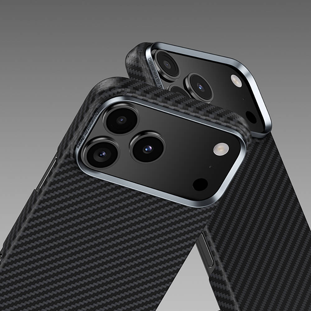 Apple iPhone 17 Air Kılıf Benks M-safe Şarj Özellikli Metal Kamera Çerçeveli Magnetik ArmorAir 600D Kevlar Karbon Fiber Kapak - 3