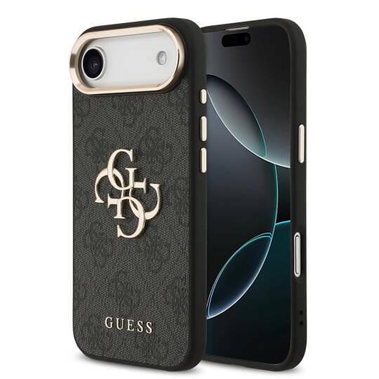 Apple iPhone 17 Air Kılıf Guess Orjinal Lisanslı Gold Metal Kamera Çerçeveli 4G Desenli Metal Büyük 4G ve Yazı Logolu Kapak - 4