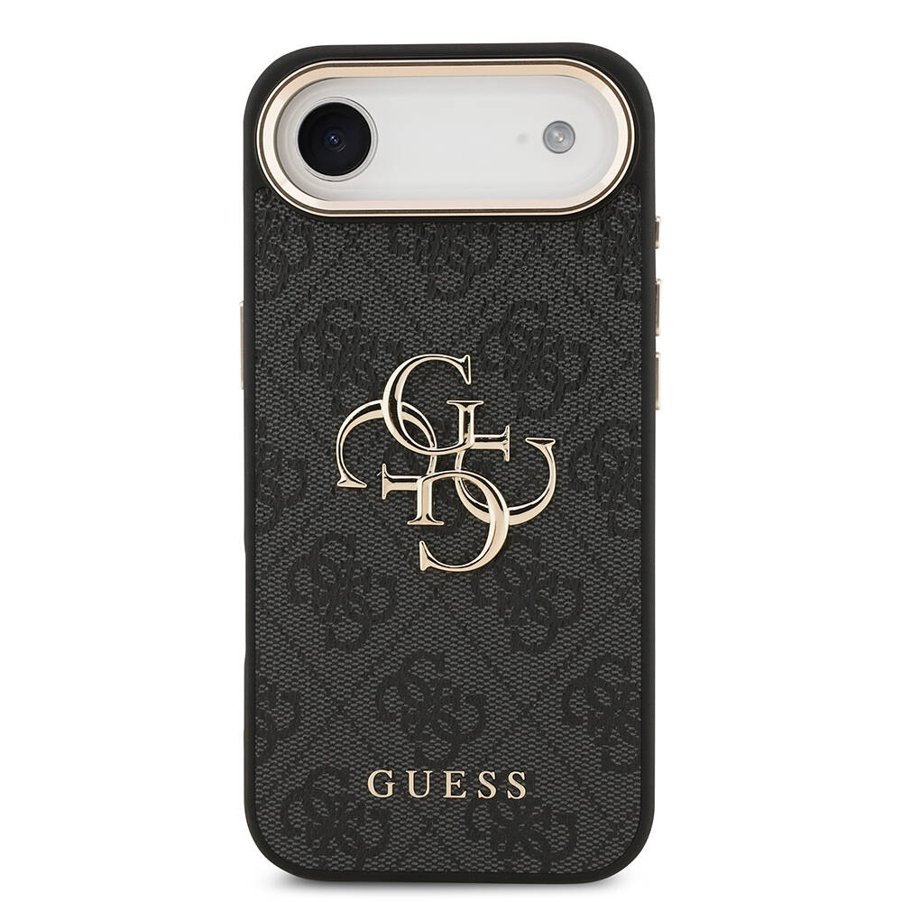 Apple iPhone 17 Air Kılıf Guess Orjinal Lisanslı Gold Metal Kamera Çerçeveli 4G Desenli Metal Büyük 4G ve Yazı Logolu Kapak - 8