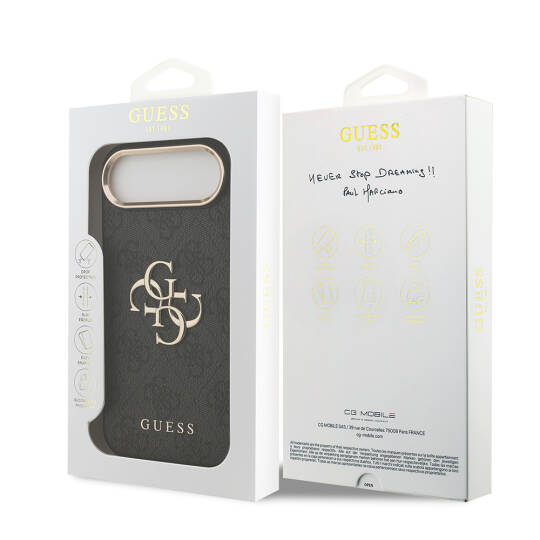 Apple iPhone 17 Air Kılıf Guess Orjinal Lisanslı Gold Metal Kamera Çerçeveli 4G Desenli Metal Büyük 4G ve Yazı Logolu Kapak - 11