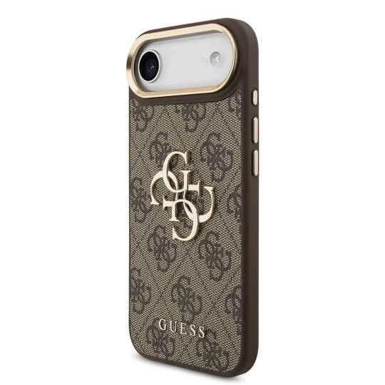 Apple iPhone 17 Air Kılıf Guess Orjinal Lisanslı Gold Metal Kamera Çerçeveli 4G Desenli Metal Büyük 4G ve Yazı Logolu Kapak - 12