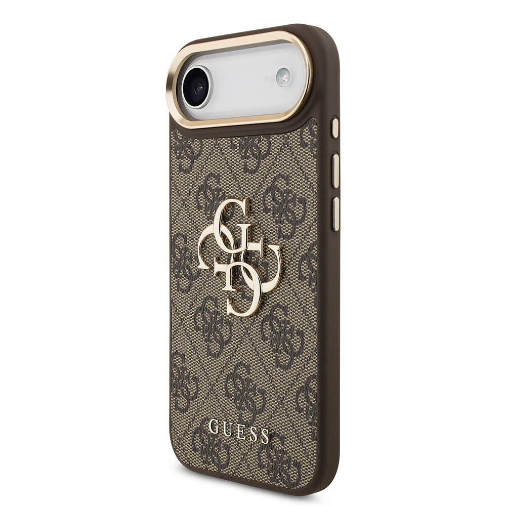 Apple iPhone 17 Air Kılıf Guess Orjinal Lisanslı Gold Metal Kamera Çerçeveli 4G Desenli Metal Büyük 4G ve Yazı Logolu Kapak - 12