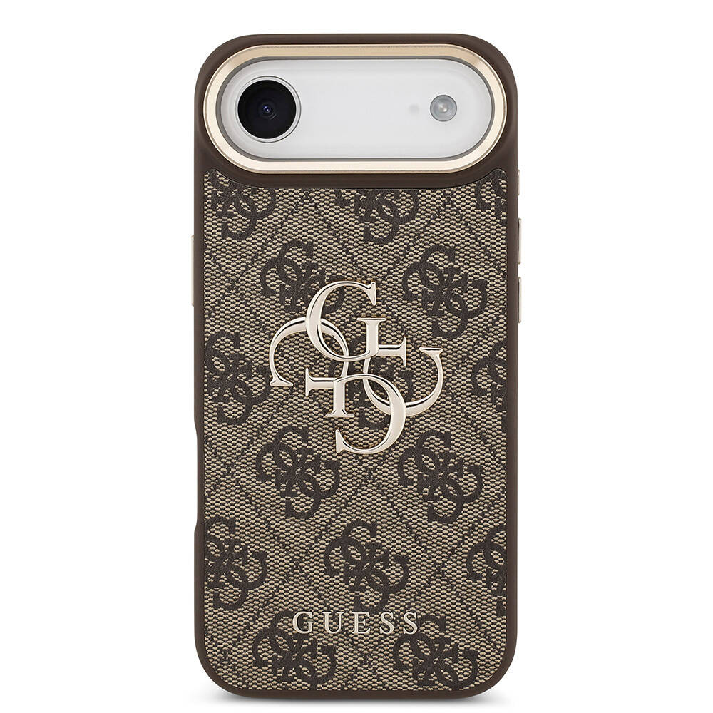 Apple iPhone 17 Air Kılıf Guess Orjinal Lisanslı Gold Metal Kamera Çerçeveli 4G Desenli Metal Büyük 4G ve Yazı Logolu Kapak - 13