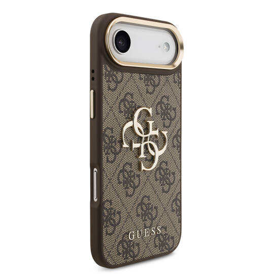 Apple iPhone 17 Air Kılıf Guess Orjinal Lisanslı Gold Metal Kamera Çerçeveli 4G Desenli Metal Büyük 4G ve Yazı Logolu Kapak - 14