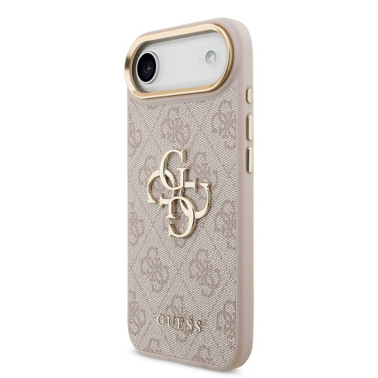 Apple iPhone 17 Air Kılıf Guess Orjinal Lisanslı Gold Metal Kamera Çerçeveli 4G Desenli Metal Büyük 4G ve Yazı Logolu Kapak - 19