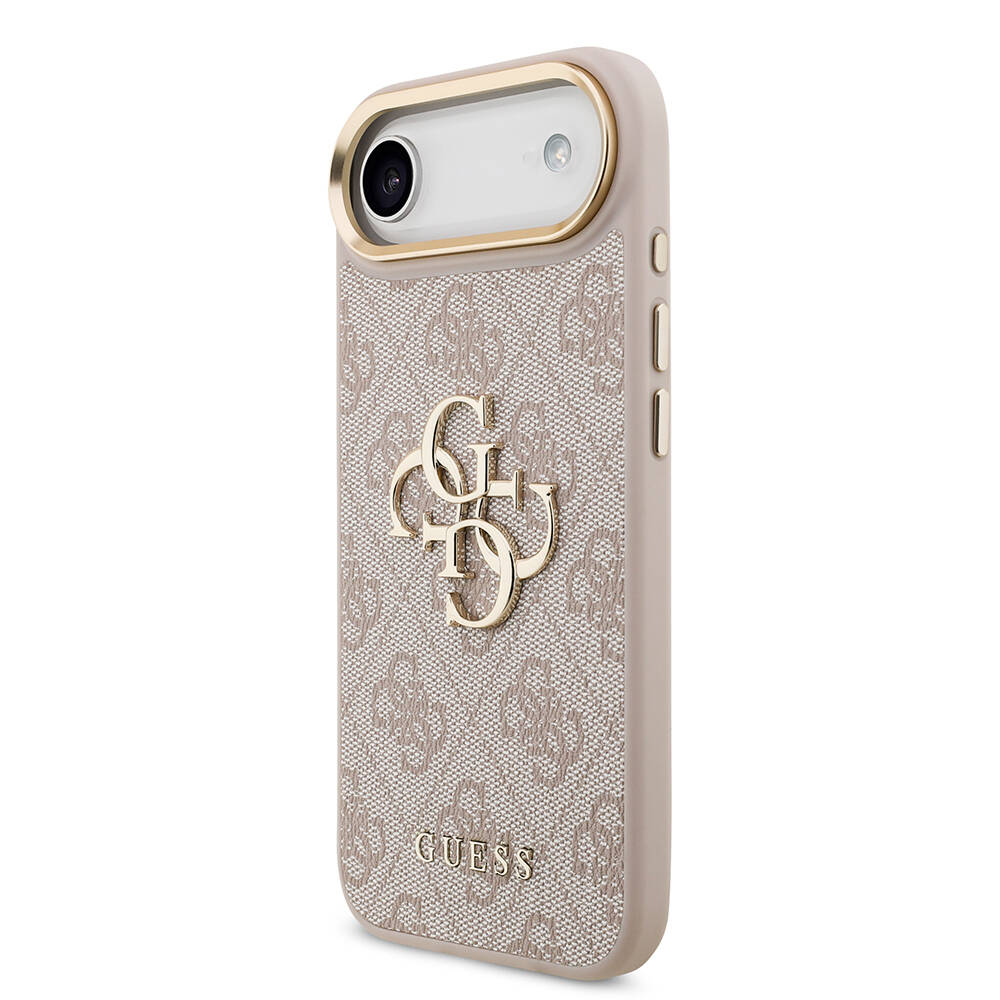 Apple iPhone 17 Air Kılıf Guess Orjinal Lisanslı Gold Metal Kamera Çerçeveli 4G Desenli Metal Büyük 4G ve Yazı Logolu Kapak - 19