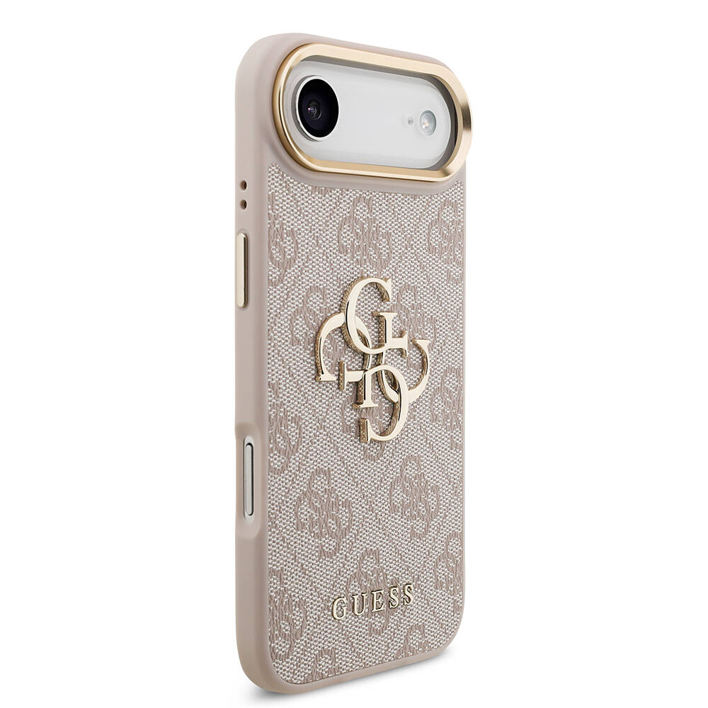 Apple iPhone 17 Air Kılıf Guess Orjinal Lisanslı Gold Metal Kamera Çerçeveli 4G Desenli Metal Büyük 4G ve Yazı Logolu Kapak - 21