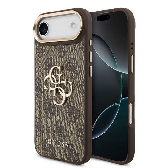 Apple iPhone 17 Air Kılıf Guess Orjinal Lisanslı Gold Metal Kamera Çerçeveli 4G Desenli Metal Büyük 4G ve Yazı Logolu Kapak - 3