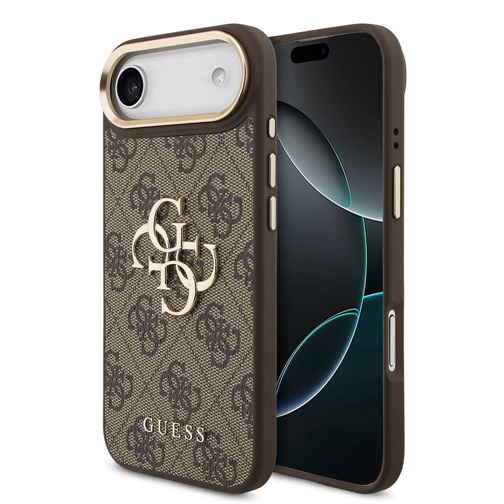 Apple iPhone 17 Air Kılıf Guess Orjinal Lisanslı Gold Metal Kamera Çerçeveli 4G Desenli Metal Büyük 4G ve Yazı Logolu Kapak - 3