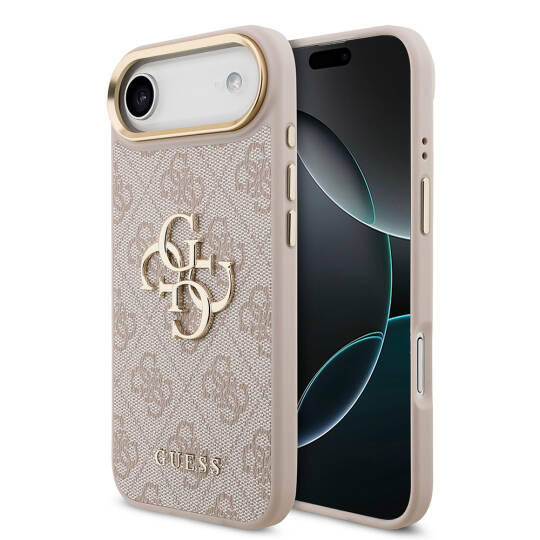 Apple iPhone 17 Air Kılıf Guess Orjinal Lisanslı Gold Metal Kamera Çerçeveli 4G Desenli Metal Büyük 4G ve Yazı Logolu Kapak - 2