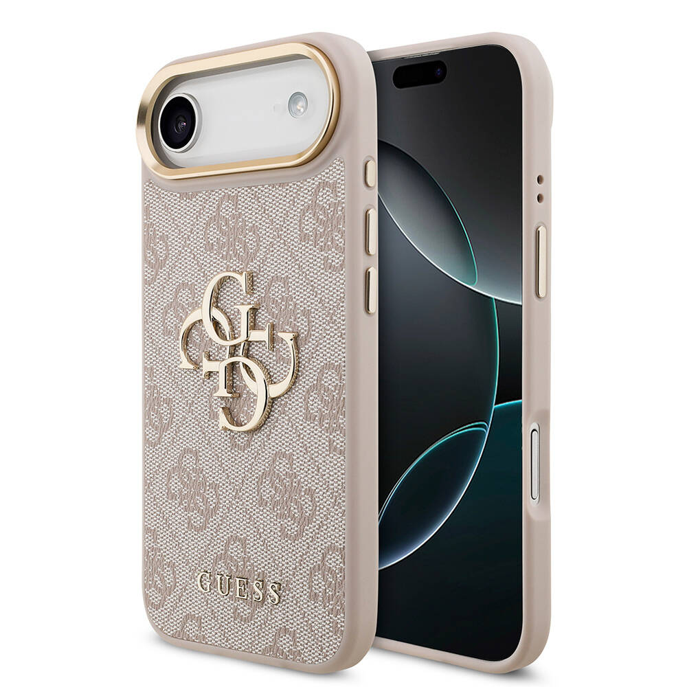 Apple iPhone 17 Air Kılıf Guess Orjinal Lisanslı Gold Metal Kamera Çerçeveli 4G Desenli Metal Büyük 4G ve Yazı Logolu Kapak - 2