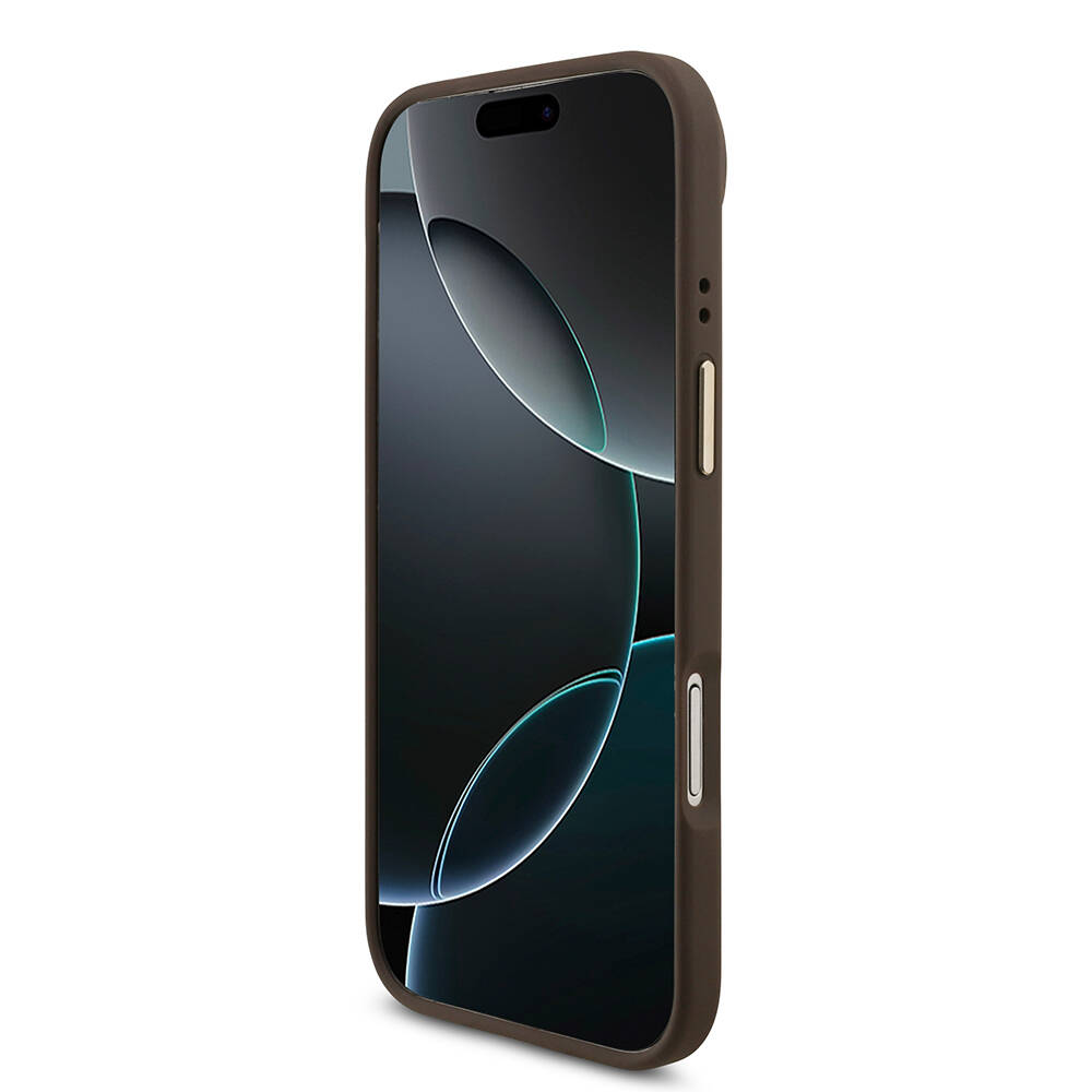 Apple iPhone 17 Air Kılıf Guess Orjinal Lisanslı M-safe Şarj Özellikli Gold Metal Kamera Çerçeveli Taşlı 4G Logolu Kapak - 7