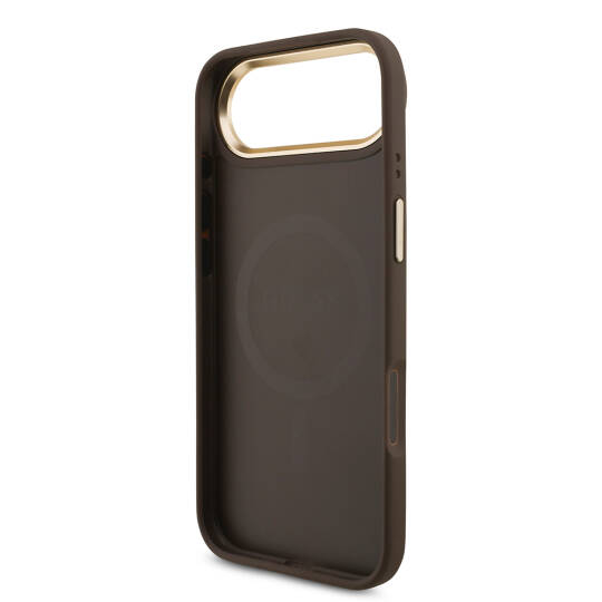 Apple iPhone 17 Air Kılıf Guess Orjinal Lisanslı M-safe Şarj Özellikli Gold Metal Kamera Çerçeveli Taşlı 4G Logolu Kapak - 9